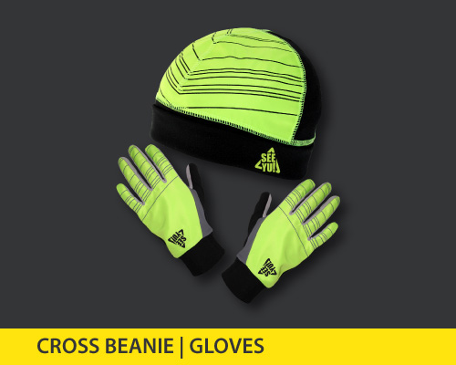 cross beanie and gloves